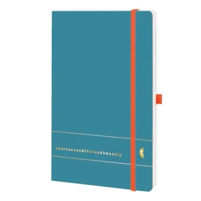 Abbildung von Chronoplan 50455 Buchkalender Kalendarium 2025 (Terminplaner A5 (135x210mm) mit Softcover, Wochenplaner, 1 Woche auf 2 Seiten, Stiftschlaufe, Einmerkband, Gummiverschluss) Elementary, Petrol