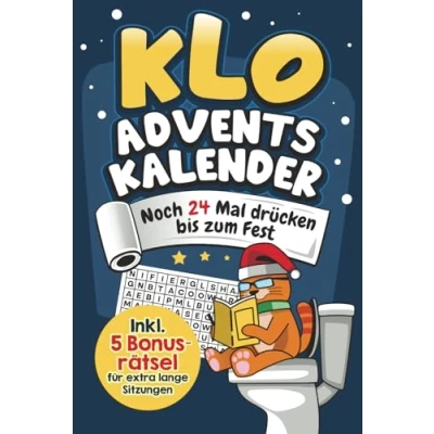 Abbildung von Klo Adventskalender Noch 24 Mal drücken bis zum Fest Täglich rätseln, Spaß haben und entspannen. Perfektes Geschenk für Männer Frauen Inkl. 5 Bonusrätsel extra lange Sitzungen