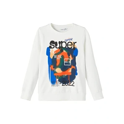 Abbildung von NAME IT Boy&#039;s NKMBANDY LS Sweat UNB Sweatshirt, White Alyssum, 122/128