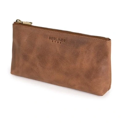 Abbildung von Berliner Bags Vintage Kosmetiktasche Anna, Kleiner Kulturbeutel, Schminktasche aus Leder, Federmäppchen für Damen und Mädchen