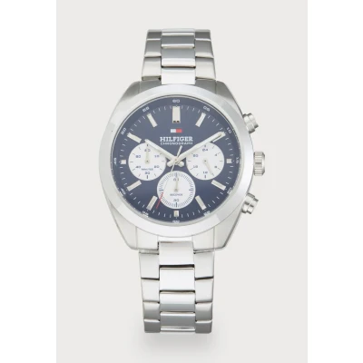Abbildung von Tommy Hilfiger Unisex Chronograph silvercoloured/blue, Größe: One Size, Silver/coloured/blue
