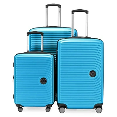 Abbildung von HAUPTSTADTKOFFER Mitte 3er Kofferset Handgepäckskoffer 55 cm, mittelgroßer Koffer 68 cm + großer Reisekoffer 77 Hartschale ABS, TSA, Cyanblau