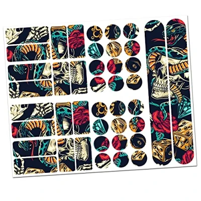 Abbildung von Finest Folia 34 Teiliges Fahrrad Rahmen Schutzfolie Folie Aufkleber Schutz MTB BMX Kette Lackschutzfolie R159 R160 (23 Skulls and Snakes)