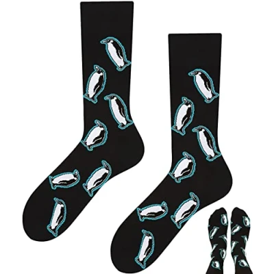 Abbildung von TODO Lustige Socken Damen und Herren, Coole mit Motiv Bunte, Mehrfarbige, Verrückte (39 42, Penguin)
