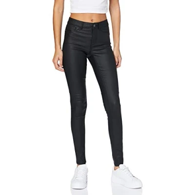 Abbildung von Pieces Pcshape UP PARO Coated Jeans Skinny Fit, Damen, Größe: Small, Black