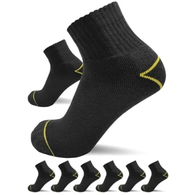Abbildung von sogzz Arbeitssocken Quarter Socken Herren kurz 6 Paar Arbeit Sneaker halbhoch, Kurzsocken, 75% Baumwolle, Arbeitersocken z.B. für Arbeitsschuhe, Work Socks, 39 42, Schwarz/Schwarz
