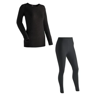 Abbildung von Maier Sports Lena, Damen Wäsche Set, Hochwertiges Set für kalte Wintertage beim Skifahren oder eisige Wandertouren, dryprotec Technologie, Atmungsaktiv, Schwarz, XL