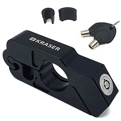 Abbildung von KRASER KR720B Motorrad Bremshebelschloss, Hochwertig Sicherheitsschloss, CNC, Motorradschloss Vespa ATV E bike Roller, Lenker Bremsschloss, Kupplungsgriff Schloss, Lenkerschloss, Kupplungshebelsperre