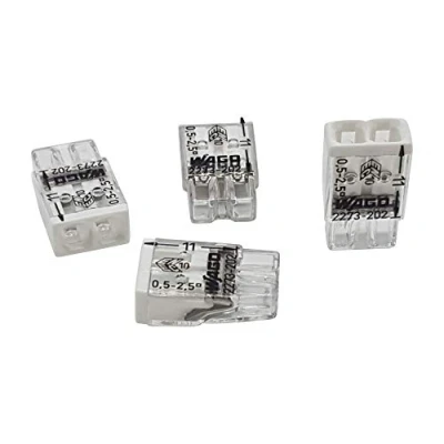 Abbildung von Wago 50 Stück Verbindungsklemmen COMPACT Ø 0,5 2,5 mm² 2 polig transparent/weiß 2273 202