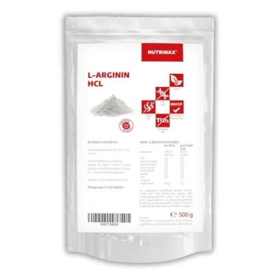 Abbildung von NUTRINAX L Arginin HCL Pulver 1000g Hydrochlorid aus pflanzlicher Fermentation vegan ohne Füll und Zusatzstoffe Aminosäure