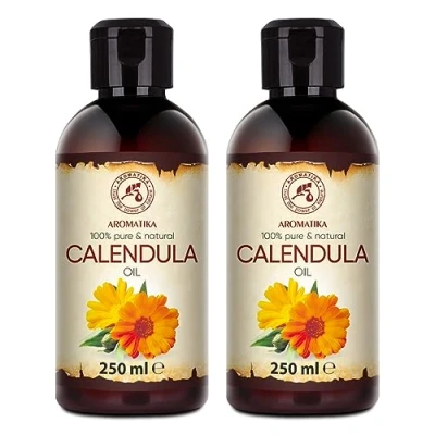 Abbildung von Ringelblumenöl 2x250ml Calendula Öl Officinalis Set Rein &amp; Natürlich Basisöl Ringelblumen für Schönheit Massage Kosmetik Körperpflege