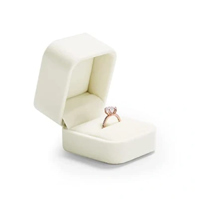 Abbildung von Oirlv Samt Schmuck Ringbox Aufbewahrungsbox Geschenkbox für Hochzeit,Vorschlag,Valentinstag Einkaufszentrum Zähler Display(Weiß)