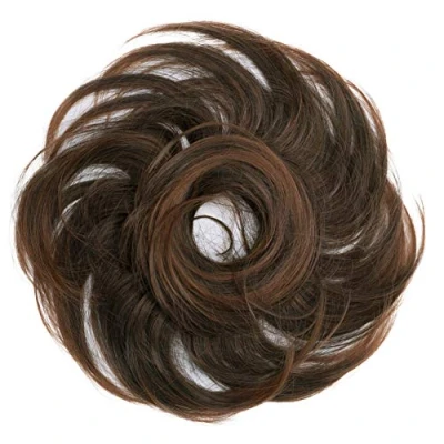 Abbildung von CAISHA Haargummi Bella Hochsteckfrisuren Haarteil Hochzeitfrisuren Voluminös Leicht Gewellt Hitzebeständige Kunstfaser DM17cm Braun Mix G26B