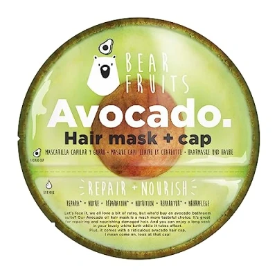 Abbildung von Bear Fruits Avocado Reparatur + Nährpflege Haarmaske mit wiederverwendbarer Haube, 20ml