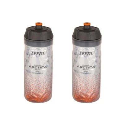 Abbildung von ZEFAL Pack Arctica 55 Doppelpack Fahrradflaschen 550ml Isotherme Fahrradflasche Geruchlos und wasserdicht BPA freie Sportflasche, Silber/Orange