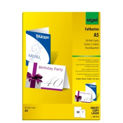 Abbildung von SIGEL DP910 Klappkarten Faltkarten blanko, A5 hochweiß, 50 Stück, 185 g