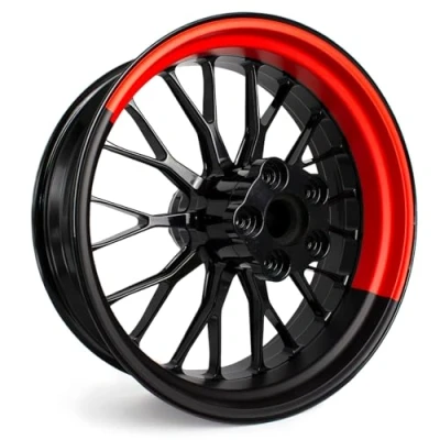 Abbildung von 4 teiliges Felgenbettaufkleber Set für 17 Zoll Felgen Komplett Dekor Folie Motorrad Felgenrandaufkleber selbstklebend wasserfest uv beständig MR021 (04 02 Half Rot)