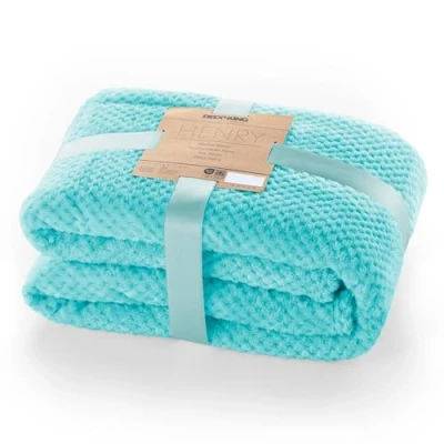 Abbildung von DecoKing Kuscheldecke 70x150 cm türkis Decke Microfaser Wohndecke Tagesdecke Fleece weich sanft kuschelig skandinavischer Stil cyanblau Henry