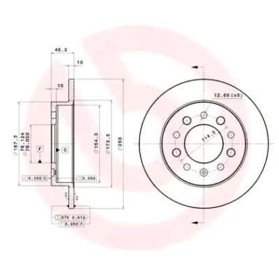 Abbildung von BREMBO COATED DISC LINE 08.B027.11 Bremsscheibe 258 10 5 voll beschichtet HYUNDAI: Tiburon Coupe, Coupe II