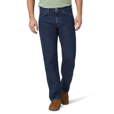 Abbildung von Wrangler Authentics Herren Klassische Baumwolljeans mit 5 Taschen und lockerer Passform Jeans, Dunkle Spülung, 44W / 32L