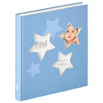Abbildung von walther design Fotoalbum blau 28 x 30,5 cm Babyalbum mit Cover Ausstanzung, Baby Estrella UK 133 L