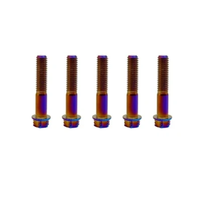Abbildung von RISON Titanium Titanschrauben M8x1.25x35mm, 5 Stück Flanschschraube Torx Kopf Flansch Schrauben Sechskantschrauben Gewindeschrauben GR5 Titanbolzen Befestigungen für Motorräder Fahrrad Auto