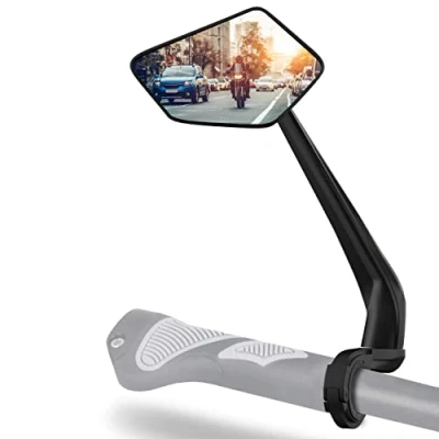 Abbildung von Xcelenze Fahrradspiegel extra große Spiegelfläche schlagfestes Echtglas für Lenker ebike Rückspiegel Fahrrad Spiegel e bike Fahrradrückspiegel klappbar (links update)