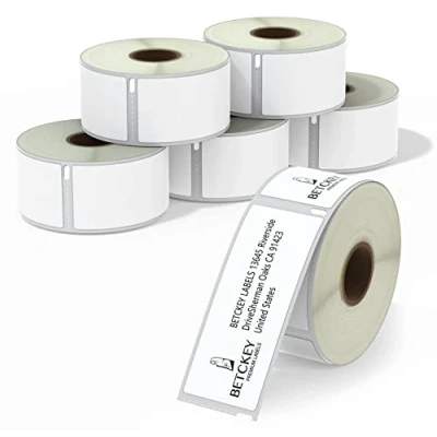 Abbildung von BETCKEY 6 Rollen 99012 Selbstklebende Etiketten Kompatibel mit DYMO S0722400, 36mm x 89mm, 1560 Adressetiketten (Groß) für LabelWriter 450 Serie und 4XL