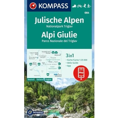 Abbildung von KOMPASS Wanderkarte 064 Julische Alpen, Nationalpark Triglav / Alpi Giulie 1:25.000: 3in1 mit Aktiv Guide inklusive Karte zur offline ... Fahrradfahren. Skitouren. Langlaufen.
