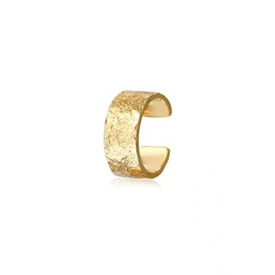 Abbildung von Elli Earcuff Silber 925 Vergoldet 24K Ohrmanschette Damen Ohrringe für Frauen Ohrklemme Gold Gehämmert Durchmesser 10mm Helix 0305451222