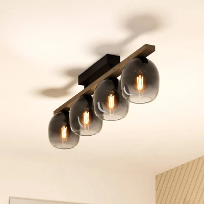 Abbildung von EGLO Deckenleuchte »FILAGO«, Leuchtmittel E27 wechselbar ohne Leuchtmittel, in schwarz und braun aus Stahl, Holz exkl. 40W