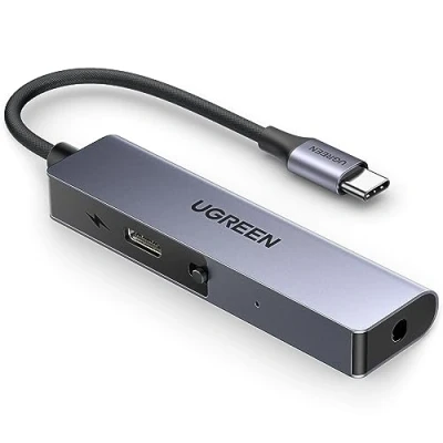Abbildung von UGREEN USB C auf 3.5 mm Klinke Aux Adapter, Soundkarte mit PD 60W Schnellladung für Headset (CTIA/OMTP Standard), Laptop usw.