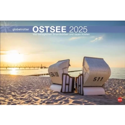 Abbildung von Ostsee Globetrotter Kalender 2025 Von behaglichen Strandkörben und rauen Küsten: Raue Küsten behagliche Strandkörbe in einem großformatigen ... zu Hause. (Globetrotter Reisekalender Heye)