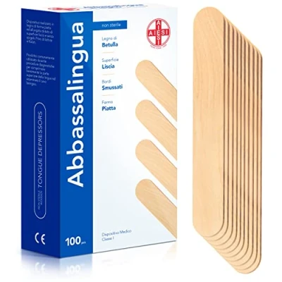 Abbildung von AIESI® Holzspatel Mundspatel Zungenspatel aus holz einweg NICHT STERIL (Packung mit 100 Stück)