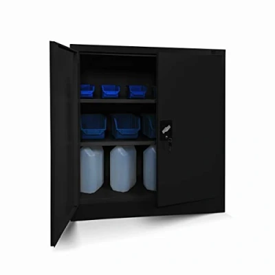 Abbildung von Jan Nowak Kleiner Aktenschrank C001B Büroschrank Metallschrank Lagerschrank 2 Verstellbare Fachböden Pulverbeschichtet Abschließbar 92,5 cm x 90 40 (Schwarz)