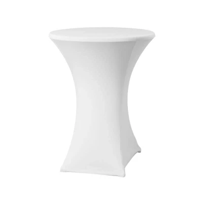 Abbildung von HENDI Stehtischhusse Strech ø 70 cm in weiß Elastan + Jersey Mikropolyester 85 x 115 cm, Gastro Husse für Stehtische