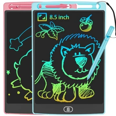 Abbildung von JOEAIS LCD Schreibtafel 2er Pack, 8,5 Zoll Drawing Tablet mit Stylus Lanyard, Beschäftigung Digital Notepad für Kinder im Flugzeug, Zeichentafel Jungen und Mädchen (Rosa+Blau)