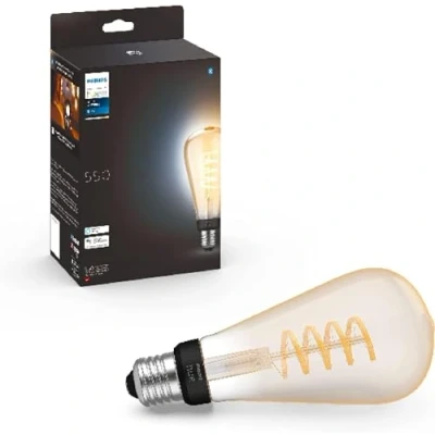 Abbildung von Philips Hue White E27 Filament ST72 550lm, warmweißes Licht, dimmbar, steuerbar via App, kompatibel mit Amazon Alexa (Echo, Echo Dot)