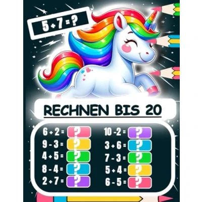 Abbildung von Rechnen bis 20: Mathe Malbuch 1. Klasse Addition und Subtraktion spielerisch lernen Ausmalbilder für Kinder ab 6 Jahren