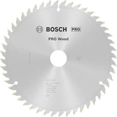 Abbildung von Bosch 1x PRO Wood Kreissägeblatt für Netz Kapp‑ und Gehrungssägen (für Weichholz, Hartholz, Ø mm, Professional Zubehör Kapp Gehrungskreissäge)