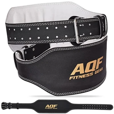 Abbildung von AQF Gewichthebergürtel 4&quot; 6&quot; Breit Leder Lendenwirbelstütze Gepolsterte Lifting Belt, Gym Belt Mit Stahlrollenschnalle, Sportgürtel Für Bodubuilding &amp; Fitness (Schwarz/Gold 6 Zoll, Large 32&quot; 36&quot;)