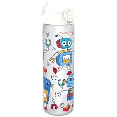 Abbildung von Ion8 Trinkflasche, 500 ml, Auslaufsicher, Einhandöffnung, Sichere Verriegelung, Spülmaschinenfest, BPA frei, Tragegriff, Klappdeckel, Leicht zu Reinigen, Klimaneutral, Roboter Design
