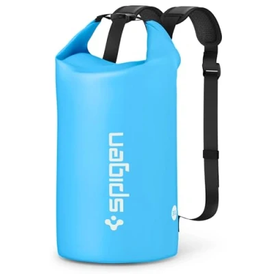 Abbildung von Spigen Aqua Shield wasserdichte Tasche 30L Dry Bag wasserfester Rucksack Beutel für Strand, Schwimmen, Camping, Bootfahren, Kajakfahren Sea Blue
