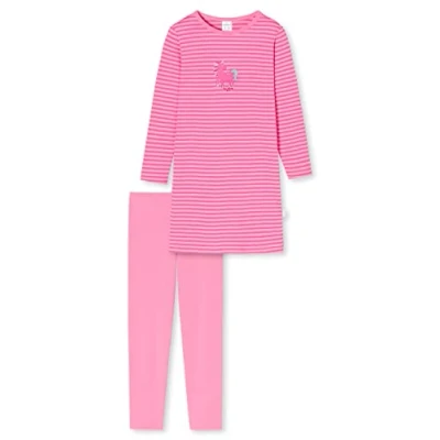 Abbildung von Schiesser Mädchen Schlafanzug Nachthemd Mit Leggings Lang 100% Organic Bio Baumwolle Größe 92 Bis 140 Pyjamaset, Rosa_179493, 104 EU