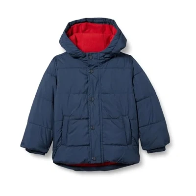 Abbildung von Amazon Essentials Jungen Schwere Pufferjacke mit Kapuze, Marineblau, 11 12 Jahre