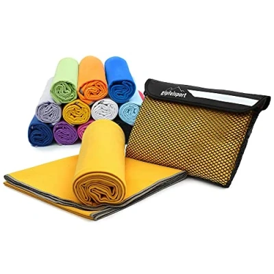 Abbildung von gipfelsport Mikrofaser Handtuch Microfaser Handtücher Set, Strandtuch, Badetuch I groß, schnelltrocknend für Sport, Beach, Reise, Outdoor, Camping leicht, dünn, klein Set2 Gelb