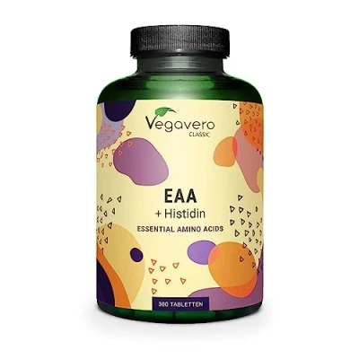 Abbildung von EAA Tabletten Vegavero® 100% NATÜRLICH nicht synthetisch Alle 8 EAAs inkl. BCAA (2:1:1) + Histidin Vegan 1000 mg Aminosäuren pro Tablette Ohne Zusätze 300