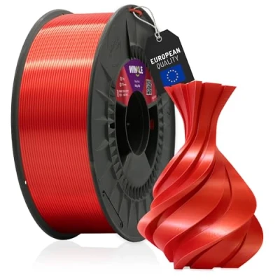 Abbildung von WINKLE PLA Silk Filament 1.75mm Rubinrot, 1kg Spule, 3D Drucker Kompatibel mit FDM Druckern, Druckmaterialien, Maßgenauigkeit +/ 0.05mm, Leicht zu Bedrucken, Seidenfinish
