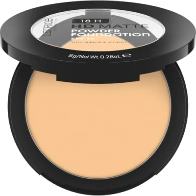 Abbildung von Catrice 18H HD Matte Powder Foundation, Nr. 030W, Nude, langanhaltend, mattierend, matt, für unreine Haut, vegan, ölfrei, UVA und UVB Filter + SPF 15, ohne Parfüm, 1er Pack (8g)