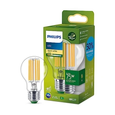 Abbildung von Philips LED Classic ultraeffiziente E27 Lampe (75 W), mit warmweißem Licht, energiesparende langer Nutzlebensdauer, Energieeffizienzklasse A